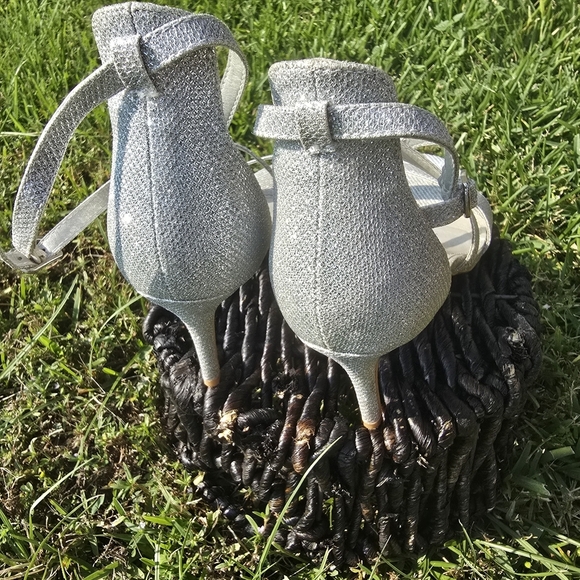 Silver Glitter Strappy Women's Sandals - Picture 4 of 9